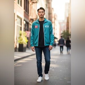 💙Squid Games Inspired Men's Teal Track Jacket